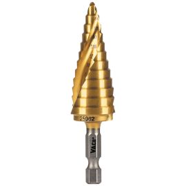 Klein Tools 25962 Step Drill Bit, Spiral Double Fluted, 3/16 Inch to 7/8 Inch, VACO