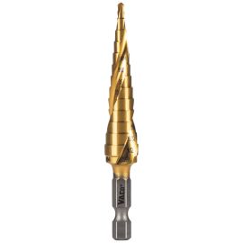 Klein Tools 25964 Step Drill Bit, Spiral Double Fluted, 1/8 Inch to 1/2 Inch, VACO