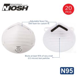 Interstate Safety 40351 N95 Disposable Dust Masks NIOSH-Certified Particulate Respirator for Cleaning, Construction, Woodworking & Mowing - (20-Pack)
