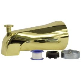 Thrifco 4402207 Universal Tub Spout with Diverter, Polished Brass, 1-Pack, Replaces Danco 89265