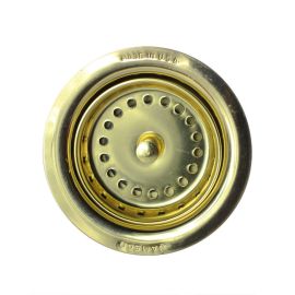 Thrifco 4402262 3-1/2 Inch Post Style Kitchen Sink Basket Strainer - Brass Polished