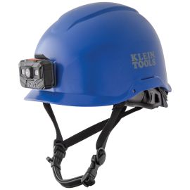Klein Tools 60148 Safety Helmet, Non Vented Class E, with Rechargeable Headlamp, Blue
