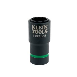 Klein Tools 66016 2 in 1 Impact Socket, 12 Point, 1 1/8 and 15/16 Inch