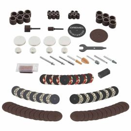 Dremel 709-02 All-Purpose Rotary Tool Accessory Kit- Includes a Carving Bit, Sanding Drums, Grinding Stones, Cutting Discs, and a Storage Case , Gray - 220 Pieces