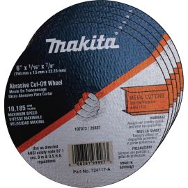 Makita 724117-A-25 6 x 7/8 x 1/16 Cut-off Wheel, Metal, 25/pk