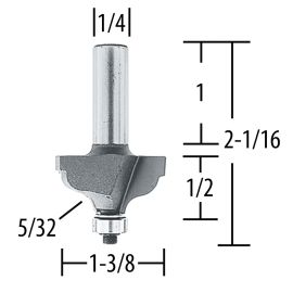 Makita 733125-4A Router Bit Ogee with Fillet, 2 Flute, 1/4 SH, C.T.