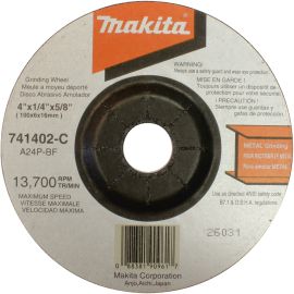Makita 741402-9AP 4 x 5/8 x 1/4 Grinding Wheel, 24 Grit, 5/pk