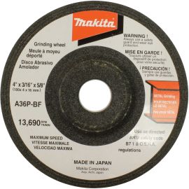 Makita 741405-2-1 4" x 5/8" x 3/16" Grinding Wheel, 36 Grit, General Purpose Metal