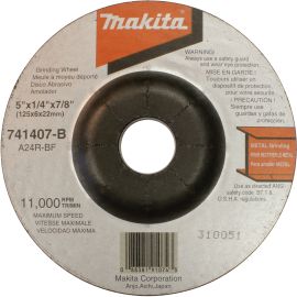 Makita 741407-8-1 5 x 7/8 x 1/4 Grinding Wheel, 24 Grit