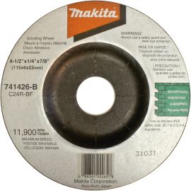 Makita 741426-B-25 4-1/2 x 5/8 x 1/4 Grinding Wheel, 24 Grit, 25/pk