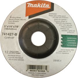 Makita 741427-B-25 5 x 5/8x 1/4 Grinding Wheel, 24 Grit, 25/pk