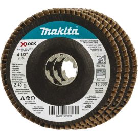 Makita T-03894-3 X-LOCK 4-1/2 Inch Type 29 Angled Flap Disc, 40 Grit, 3/pk