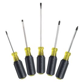 Klein Tools 85445 Screwdriver Set, Slotted, Phillips and Square, 5 Piece