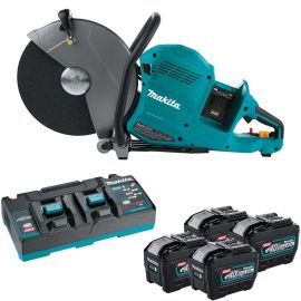 Makita GEC01PL4 80V max (40V max X2) XGT® Brushless 14 Inch Power Cutter Kit, with AFT®, Electric Brake, 4 ea. BL4080F battery, dual port charger (8.0Ah)