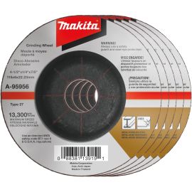 Makita A-95956-5 4-1/2" x 1/4" x 7/8" INOX Grinding Wheel, 36 Grit, 5/pk