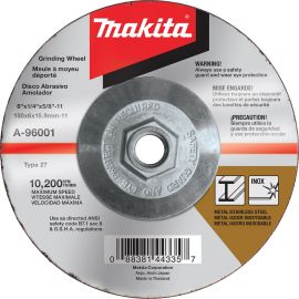 Makita A-96001 6" x 1/4" x 5/8-11" Hubbed INOX Grinding Wheel, 36 Grit