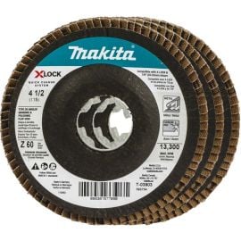 Makita T-03903-3 X-LOCK 4-1/2 Inch Type 29 Angled Flap Disc, 60 Grit, 3/pk
