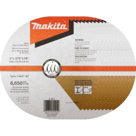 Makita B-12675-10 9 Inch x .075 Inch x 7/8 Inch INOX Thin Cut-Off Wheel, 60 Grit, 10/pk