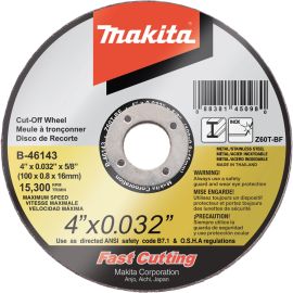 Makita B-46143-25 4" x .032" x 5/8" Ultra Thin Cut-Off Wheel, Stainless, 25/pk