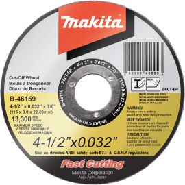 Makita B-46159-25 4-1/2" x .032" x 7/8" Ultra Thin Cut-Off Wheel, Stainless, 25/pk