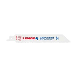 Lenox 12129635R General Purpose Shatter-Resistant Reciprocating Saw Blade, 6 in L x 3/4 in W, 10/14 TPI, Steel Body, Universal/Toothed Edge Tang - Pack of 5