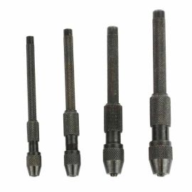 Big Horn 19231 4 Pc Pin Vise Set Hand Held Hollow Handle Black Finish 4 Piece Vice Chuck Sizes