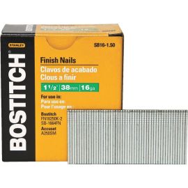 Bostitch SB16-1.50 1-1/2 Inch 16-Gauge Straight Finish Nails 2,500-Qty Bulk (8 Pack)