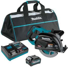 Makita GSC01M1 40V max XGT® Brushless Cordless 7-1/4 Inch Metal Cutting Saw Kit, electric brake and chip collector, with one battery (4.0Ah)