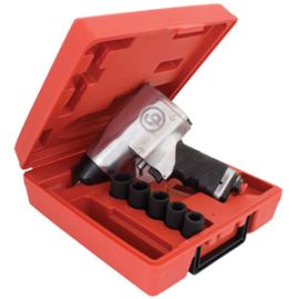 Chicago Pneumatic CP734HKM 1/2 Inch Impact Wrench with 5 Piece Metric Socket Kit and Carry Case