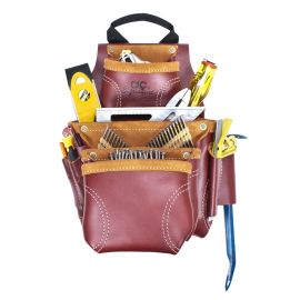 Custom LeatherCraft 21687 9 Pocket - Construction Worker's Heavy Duty Leather Nail & Tool Bag