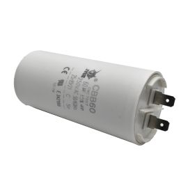 Superior Electric CMC7007 60MFD +/-5% 50Hz/60Hz AC 250V Cylinder Motor Running Capacitor - 2 Pin, White Color, 8mm Threaded End (CBB60)