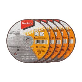 Makita D-74821-5 3 Inch x .040 Inch x 3/8 Inch Type 1 General Purpose 46 Grit Thin Cut‑Off Wheel for Metal and Stainless Steel Cutting, 5/pk