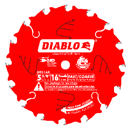 Freud D0516X Diablo 5-3/8 Inch 16 Tooth ATB Fast Cutting Cordless Trim Saw Blade