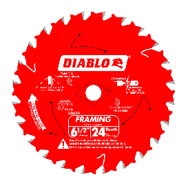 Freud D0624X Diablo 6-1/2 Inch 24 Tooth ATB Framing Saw Blade with 5/8 Inch Arbor