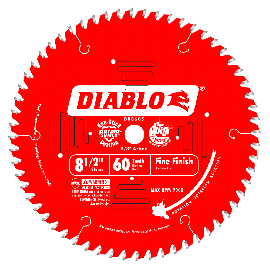 Freud D0860S Diablo 8-1/2 inch x 60-Tooth Carded ATB Sliding Compound Mitre Saw Fine Finish Blade