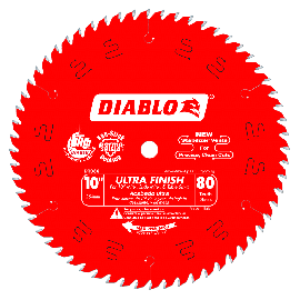Freud D1080X Diablo 10 Inch x 80-Tooth 5/8 inch Arbor Carded ATB Anti-Vibration Ultra Finish Cutoff Blade