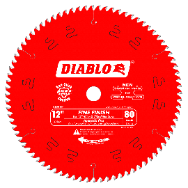 Freud D1280X Diablo 12 Inch x 80-Tooth 1 Inch Arbor Carded ATB Anti-Vibration Fine Finish Cutoff Blade
