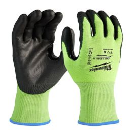 Milwaukee 48-73-8920 High-Visibility Cut Level 2 Polyurethane Dipped Gloves - Small (6 Pairs)