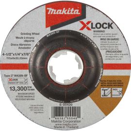 Makita E-00430 X-LOCK 4-1/2 Inch x 1/4 Inch x 7/8 Inch Type 27 General Purpose Metal & Stainless Steel Grinding Wheel, 36 Grit