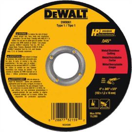 Dewalt DW8061 4 Inch X .045 Inch X 5/8 Inch Metal Thin Cut-Off Wheel Bulk (25 Pack)