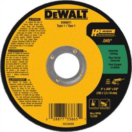 Dewalt DW8071 4 Inch X .045 Inch X 5/8 Inch Con/Mrsy Wheel Bulk (25 Pack)