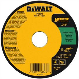 Dewalt DW8072 4-1/2 Inch X .045 Inch X 7/8 Inch Con/Msry Wheel Bulk (25 Pack)
