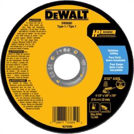 Dewalt DW8080 4-1/2 Inch X 1/8 Inch X 7/8 Inch Type 1 Stainless Bulk (25 Pack)