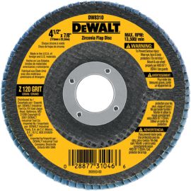 Dewalt DW8310 4-1/2 Inch X 7/8 Inch Z120 T29 Flap Disc Bulk (10 Pack)