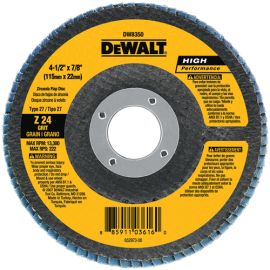Dewalt DW8350 4-1/2 Inch X 7/8 Inch Z24 T27 Flap Disc Bulk (10 Pack)