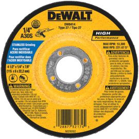 Dewalt DW8414 4-1/2 Inch X1/4 Inch X7/8 Inch Stainless Stl Grind Whl Bulk (25 Pack)