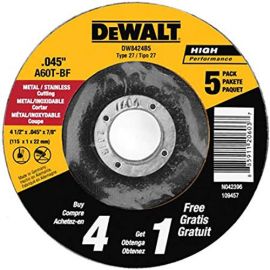 Dewalt DW8424B5 4-1/2 Inch X.045 Inch X7/8 Inch Thin Cutting Whl Dcw 5