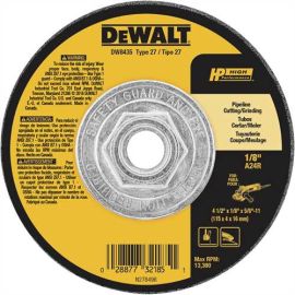 Dewalt DW8435 4-1/2 Inch X1/8 Inch X5/8 Inch -11 Pipeliner Cut/Grd Wh Bulk (10 Pack)