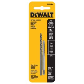 Dewalt DWA1404 Drill Bit And Tap Set - 10-24 Tap & #25 Drill Bit