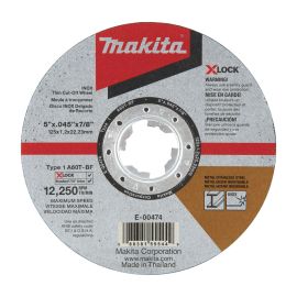 Makita E-00474 X-LOCK 5 Inch x .045 Inch x 7/8 Inch Type 1 General Purpose Metal & Stainless Steel Thin Cut-Off Wheel, 60 Grit